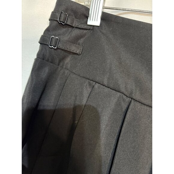 Pleated Black Mini Skirt With Buckles - Picture 3 of 5